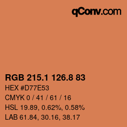 カラーコード: RGB 215.1 126.8 83 | qconv.com