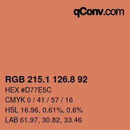 カラーコード: RGB 215.1 126.8 92 | qconv.com