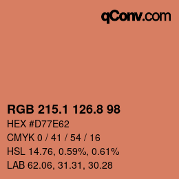カラーコード: RGB 215.1 126.8 98 | qconv.com