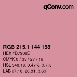 カラーコード: RGB 215.1 144 158 | qconv.com