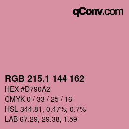 カラーコード: RGB 215.1 144 162 | qconv.com