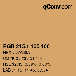 カラーコード: RGB 215.1 165 106 | qconv.com