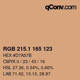 カラーコード: RGB 215.1 165 123 | qconv.com