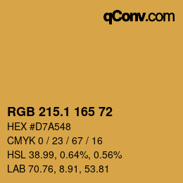 カラーコード: RGB 215.1 165 72 | qconv.com