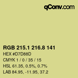 Color code: RGB 215.1 216.8 141 | qconv.com