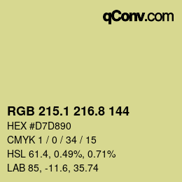 カラーコード: RGB 215.1 216.8 144 | qconv.com