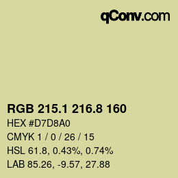 Color code: RGB 215.1 216.8 160 | qconv.com