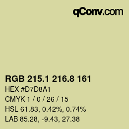 Color code: RGB 215.1 216.8 161 | qconv.com