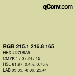 カラーコード: RGB 215.1 216.8 165 | qconv.com