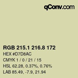 Farbcode: RGB 215.1 216.8 172 | qconv.com