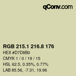 Color code: RGB 215.1 216.8 176 | qconv.com