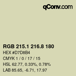 カラーコード: RGB 215.1 216.8 180 | qconv.com
