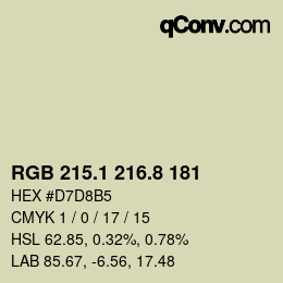 カラーコード: RGB 215.1 216.8 181 | qconv.com