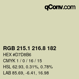 Color code: RGB 215.1 216.8 182 | qconv.com