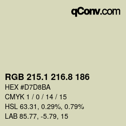 カラーコード: RGB 215.1 216.8 186 | qconv.com