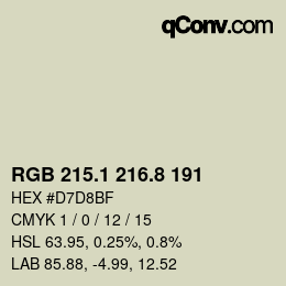 Color code: RGB 215.1 216.8 191 | qconv.com