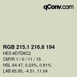 Farbcode: RGB 215.1 216.8 194 | qconv.com