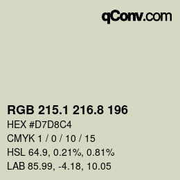 Color code: RGB 215.1 216.8 196 | qconv.com