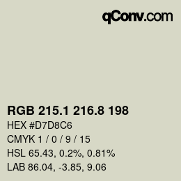 カラーコード: RGB 215.1 216.8 198 | qconv.com