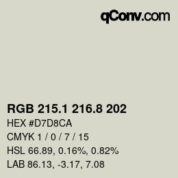Color code: RGB 215.1 216.8 202 | qconv.com
