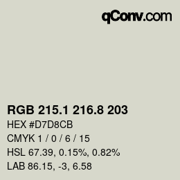 カラーコード: RGB 215.1 216.8 203 | qconv.com