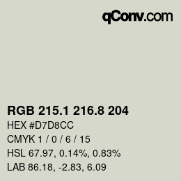 カラーコード: RGB 215.1 216.8 204 | qconv.com