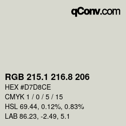 Color code: RGB 215.1 216.8 206 | qconv.com