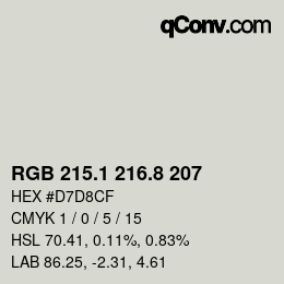 Farbcode: RGB 215.1 216.8 207 | qconv.com
