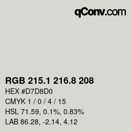 カラーコード: RGB 215.1 216.8 208 | qconv.com