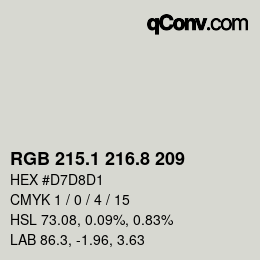Color code: RGB 215.1 216.8 209 | qconv.com