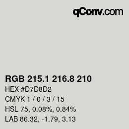 カラーコード: RGB 215.1 216.8 210 | qconv.com