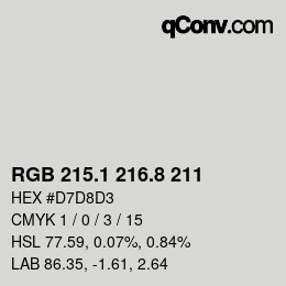 Farbcode: RGB 215.1 216.8 211 | qconv.com