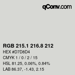 Color code: RGB 215.1 216.8 212 | qconv.com