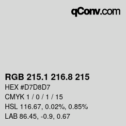 Color code: RGB 215.1 216.8 215 | qconv.com