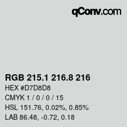 Color code: RGB 215.1 216.8 216 | qconv.com