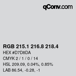 カラーコード: RGB 215.1 216.8 218.4 | qconv.com