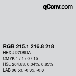 Color code: RGB 215.1 216.8 218 | qconv.com