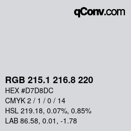 Color code: RGB 215.1 216.8 220 | qconv.com
