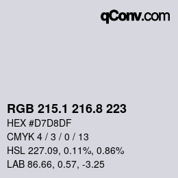 Color code: RGB 215.1 216.8 223 | qconv.com