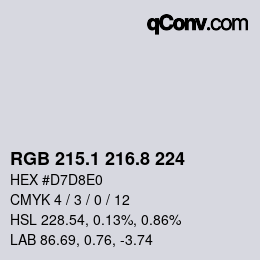 Color code: RGB 215.1 216.8 224 | qconv.com