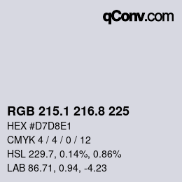 カラーコード: RGB 215.1 216.8 225 | qconv.com