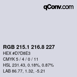 カラーコード: RGB 215.1 216.8 227 | qconv.com