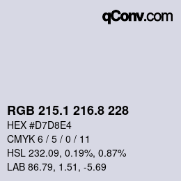 Color code: RGB 215.1 216.8 228 | qconv.com