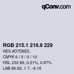 Color code: RGB 215.1 216.8 229 | qconv.com