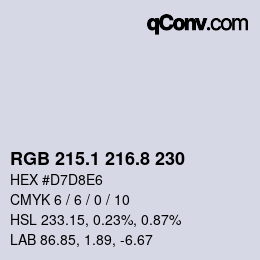 Color code: RGB 215.1 216.8 230 | qconv.com