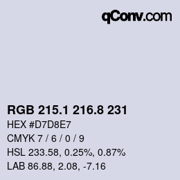Color code: RGB 215.1 216.8 231 | qconv.com