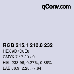 Color code: RGB 215.1 216.8 232 | qconv.com