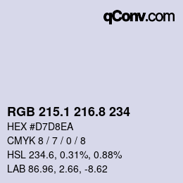 Color code: RGB 215.1 216.8 234 | qconv.com