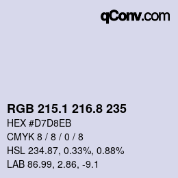 Farbcode: RGB 215.1 216.8 235 | qconv.com