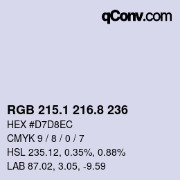 Color code: RGB 215.1 216.8 236 | qconv.com
